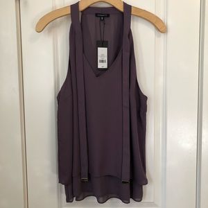 Dynamite Purple Blouse w/Sheer Back V Detail NWT